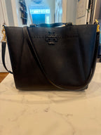 Tory Burch Perry Triple-Compartment Leather Tote – Black