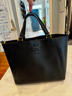 Tory Burch Perry Triple-Compartment Leather Tote – Black