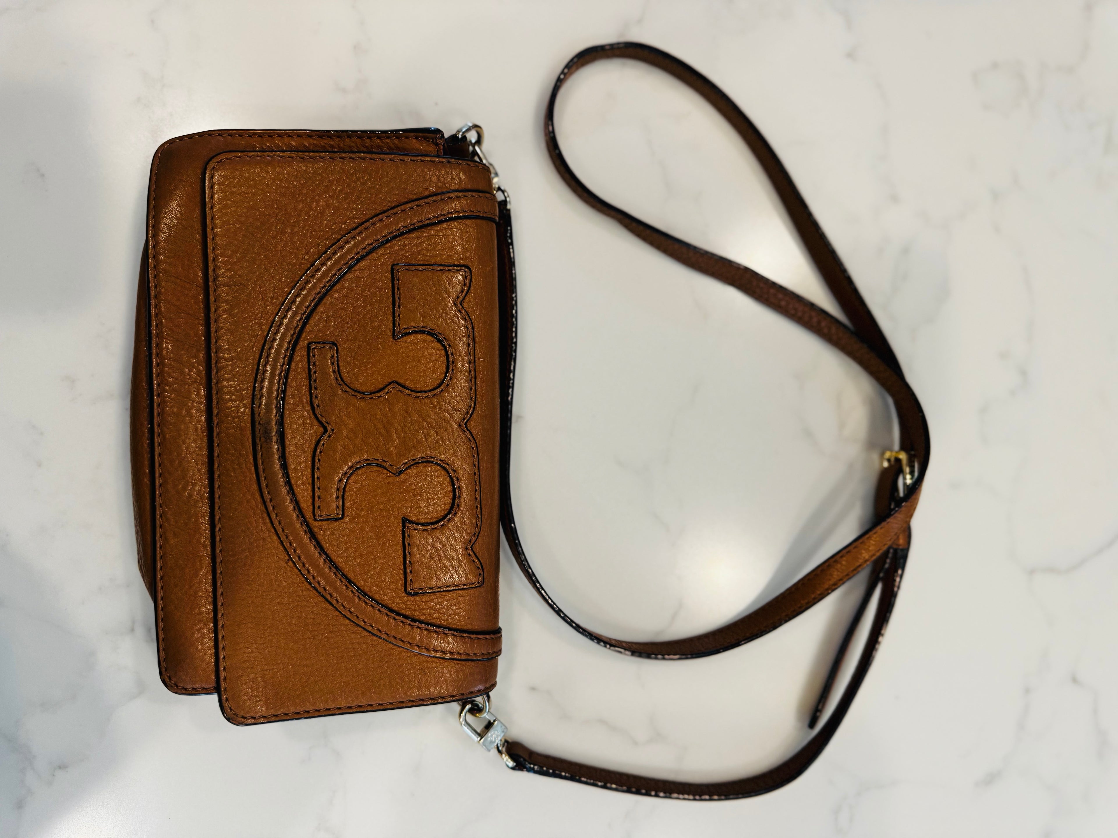 Tory Burch Bombe-T Mini Crossbody – Saddle Brown