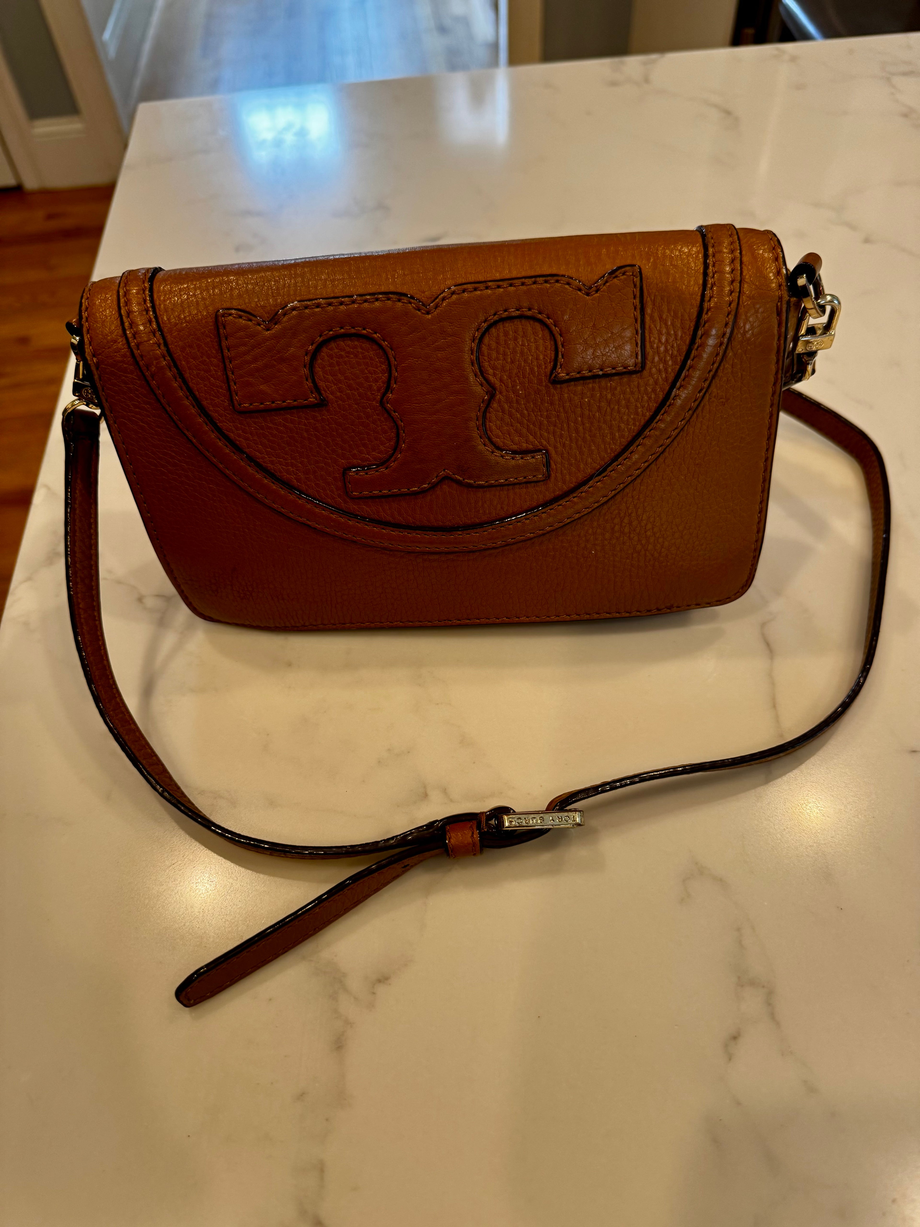 Tory Burch Bombe-T Mini Crossbody – Saddle Brown