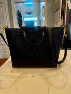Tory Burch Perry Triple-Compartment Leather Tote – Black
